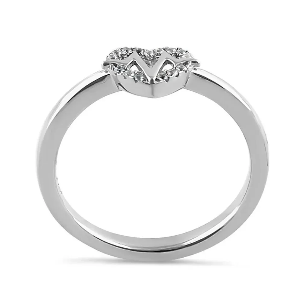 Sterling Silver Inner Heartbeat Round Cut Clear CZ Ring Nurse Doctor Gift New
